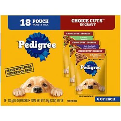 Pedigree Choice Cuts In Gravy Chicken/beef Adult Soft Wet Dog Food Pouches Variety Pk - 18-3.5 Oz