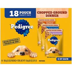 Pedigree Chicken/beef/beef Bacon & Cheese Adult Soft Wet Dog Food Pouches Variety Pack - 18-3.5 Oz