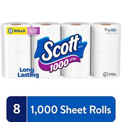 Scott 1000 Toilet Paper 1000 Sheets Per Roll Toilet Paper - 8 Count