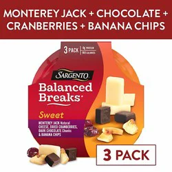 Sargento Sweet Balanced Breaks Monterey Jack Cheese Dried Fruit And Chocolate Chunks - 3-1.5 Oz