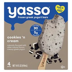 Yasso Frozen Greek Yogurt Bars Cookies N Cream - 4-3.5 Fl. Oz.