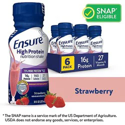 Ensure High Protein Nutrition Shake Ready To Drink Strawberry - 6-8 Fl. Oz.