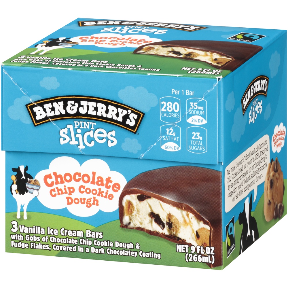 slide 3 of 8, Ben & Jerry's Ben & Jerrys Chocolate Chip Cookie Dough Ice Cream Bar 3Ct, 3 ct; 3 fl oz