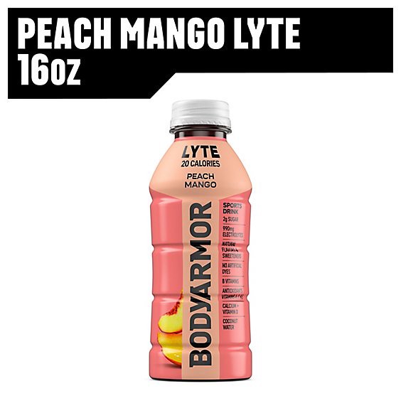 slide 1 of 3, Bodyarmor Lyte Peach Mango Electrolyte Sports Drink Bottle - 16 Fl. Oz., 16 fl oz