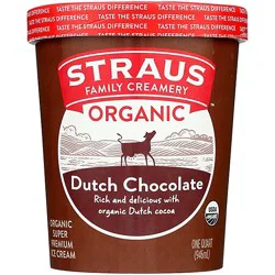 Straus Organic Ice Cream Dutch Chocolate - 32 Oz