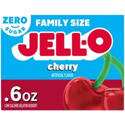 Jell-O Cherry Artificially Flavored Zero Sugar Low Calorie Gelatin Dessert Mix Family Size - 0.6 Oz