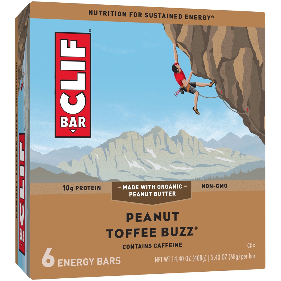 slide 2 of 8, CLIF Bar Peanut Toffee Buzz Bars, 6 ct; 2.4 oz