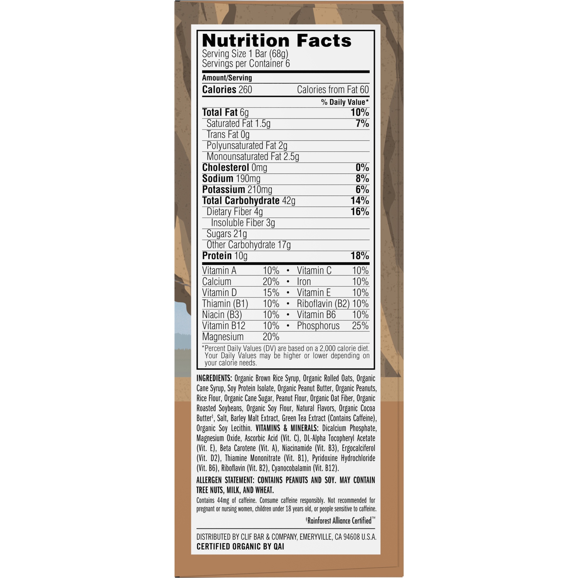 slide 5 of 8, CLIF Bar Peanut Toffee Buzz Bars, 6 ct; 2.4 oz