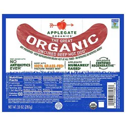Applegate The Great Uncured Organic Beef Hot Dog - 10 Oz
