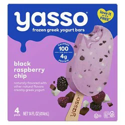 Yasso Frozen Yogurt Greek Bars Black Raspberry Chip - 4-3.5 Fl. Oz.