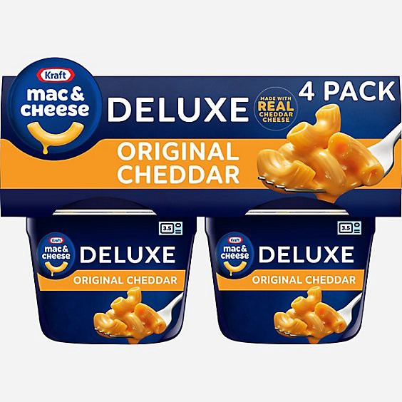 slide 1 of 8, Kraft Deluxe Original Macaroni & Cheese Dinner Cups - 4-2.39 Oz, 9.56 oz
