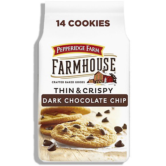 slide 1 of 7, Pepperidge Farm Farmhouse Thin And Crispy Dark Chocolate Chip Cookies - 6.9 Oz, 6.9 oz