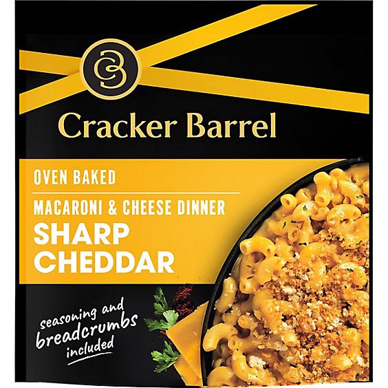 slide 1 of 8, Cracker Barrel Sharp Cheddar Oven Baked Macaroni & Cheese Dinner - 12.3 Oz, 12.3 oz