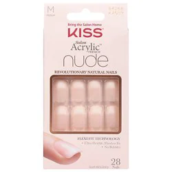 Kiss Nails Salon Acrylic French Real Short Length - 28 Count