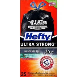 Hefty Trash Bags Drawstring Ultra Strong Arm & Hammer White 30 Gallon Pine Breeze - 25 Count