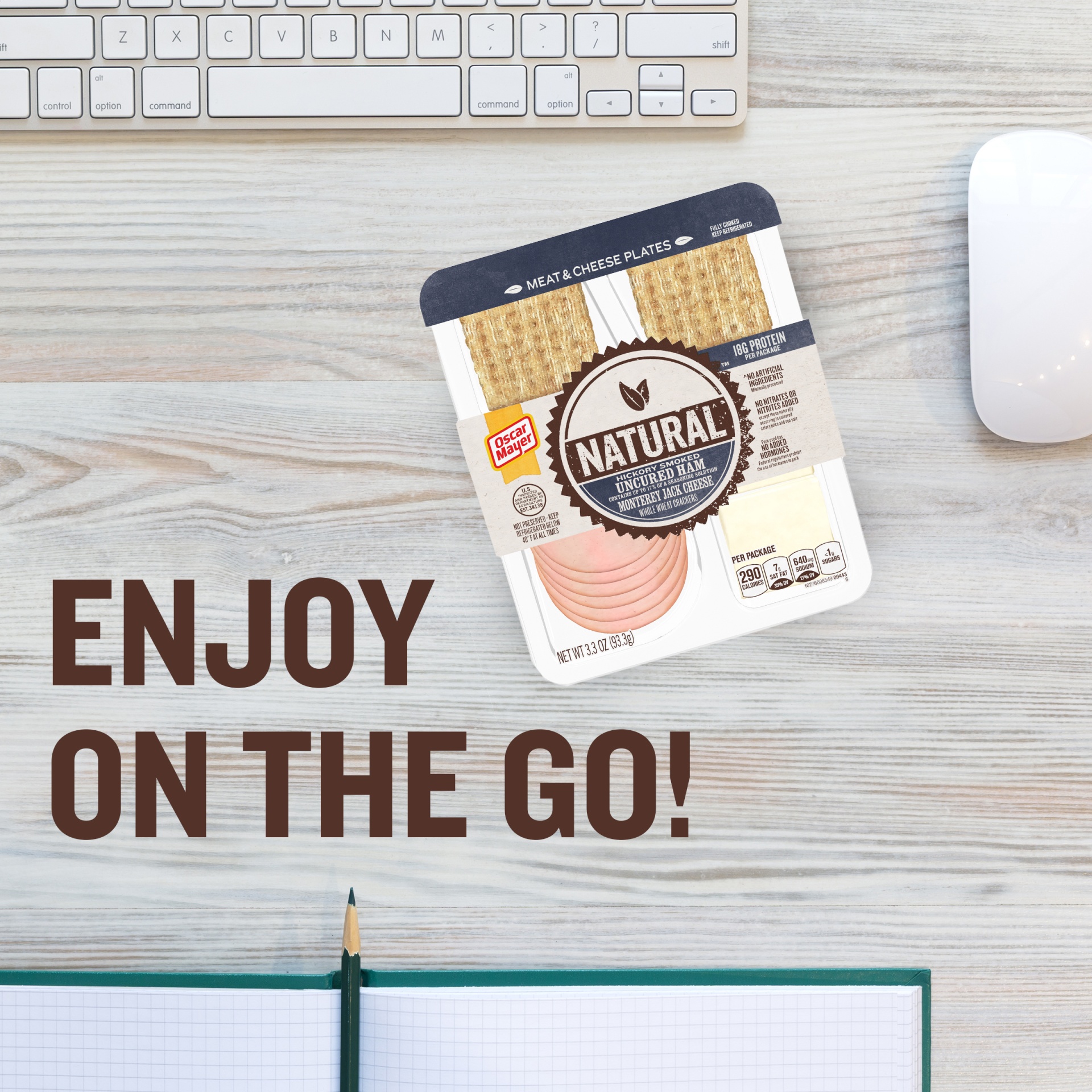 slide 5 of 10, Oscar Mayer Natural Plate with Ham, Monterey Jack Cheese and Crackers - 3.3oz, 