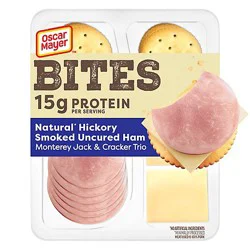 Oscar Mayer Bites Hickory Smoked Uncured Ham, Monterey Jack & Cracker Meat & Cheese Snack Plate - 3.3 Oz