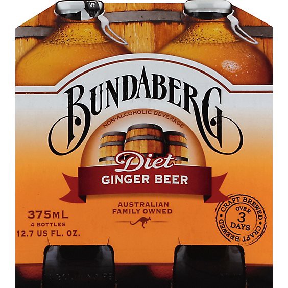 slide 1 of 1, Bundaberg Diet Ginger Beer - 4-12.7 Fl. Oz., 4 ct; 375 ml