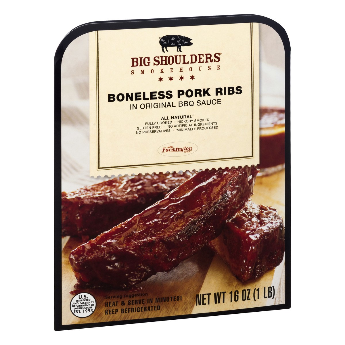 slide 10 of 12, Big Shoulders Boneless Ribs In Bbq Sauce - 16 Oz, 16 oz