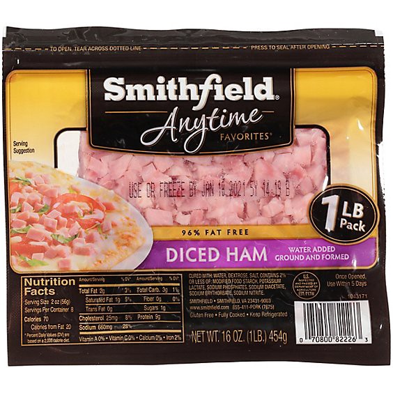 slide 1 of 1, Smithfield Anytime Favorites Hickory Smoked Diced Ham - 16 Oz, 16 oz
