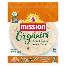 Mission Organics Flour Tortillas Soft Taco Size - 6 Count