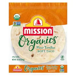 Mission Organics Flour Tortillas Soft Taco Size - 6 Count