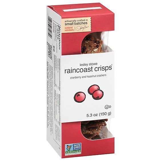 slide 1 of 1, Lesley Stowe Raincoast Crisps Crackers Cranberry And Hazelnut - 5.3 Oz, 5.3 oz