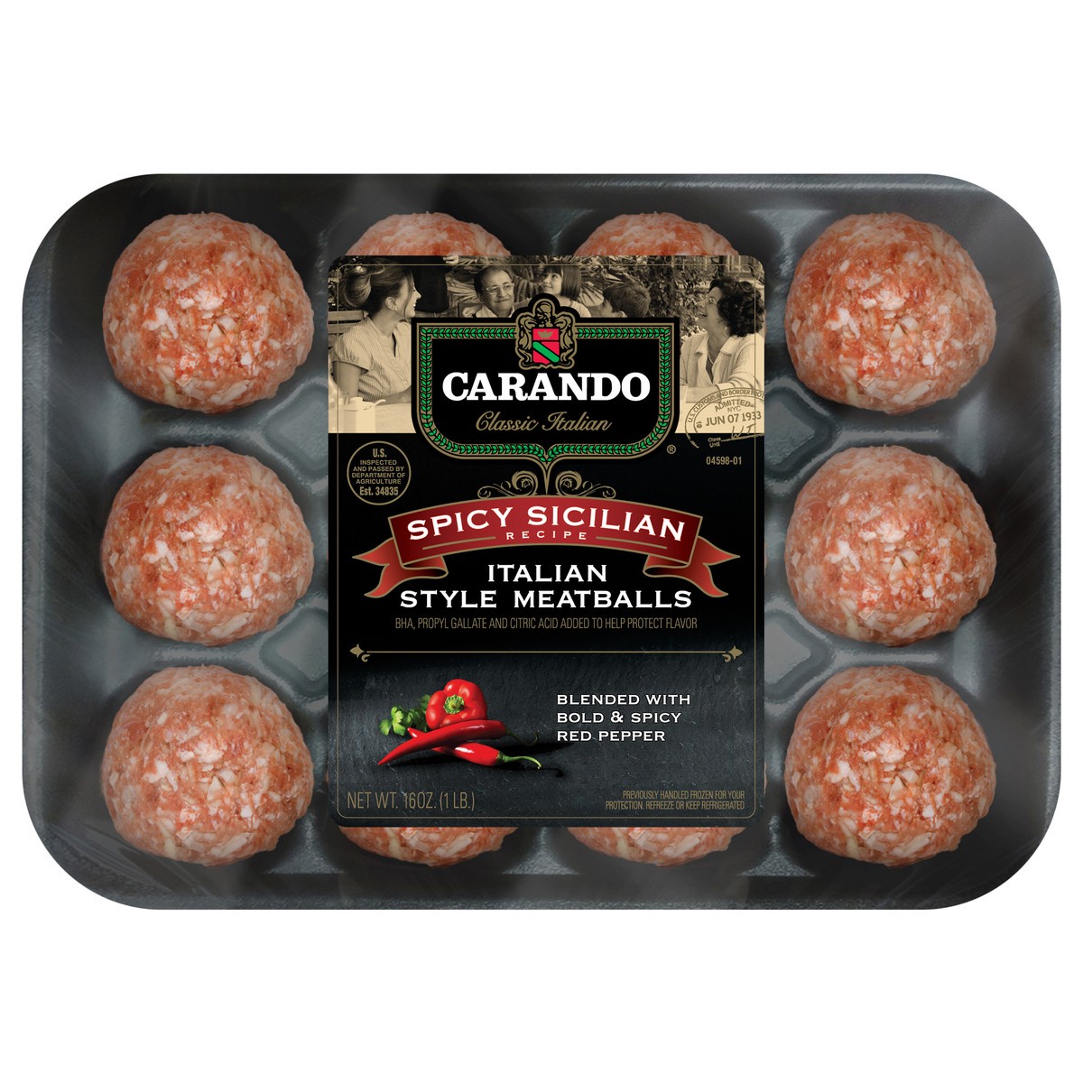 slide 5 of 10, Carando Italian Style Sicilian Recipe Hot Meatballs - 16 Oz, 16 oz