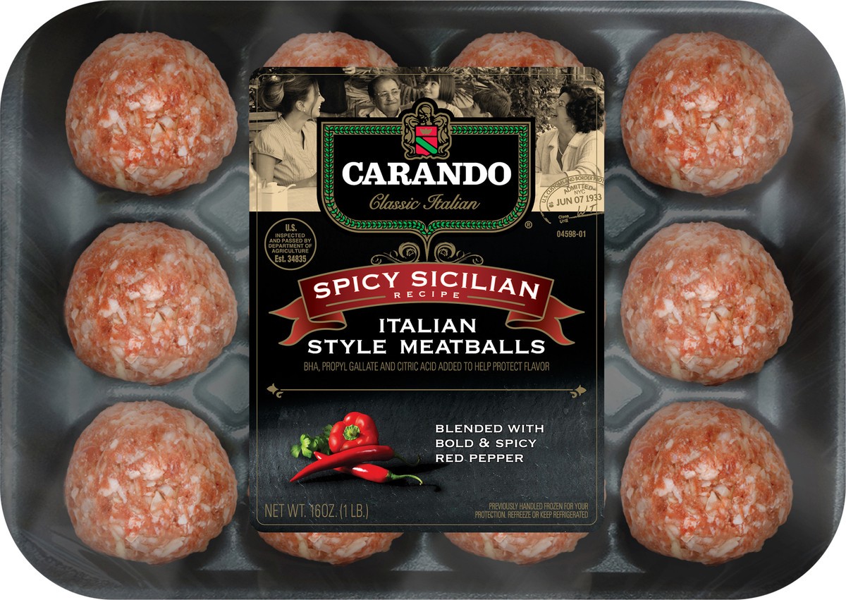 slide 10 of 10, Carando Italian Style Sicilian Recipe Hot Meatballs - 16 Oz, 16 oz