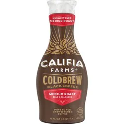Califia Farms Pure Black Unsweetened Medium Roast Cold Brew Coffee 48 Fl. Oz.
