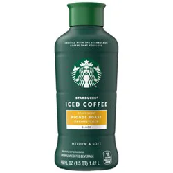 Starbucks Premium Unsweetened Blonde Roast Iced Coffee Beverage Bottle - 48 Fl. Oz.