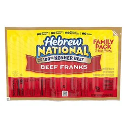 Hebrew National Beef Franks Hot Dogs Count 20 - 34.1 Oz