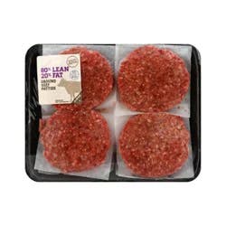 Meat Counter Beef Ground Beef Patties 80% Lean 20% Fat - 2.25 Lb