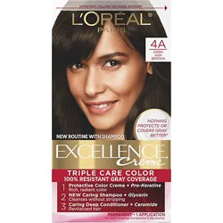L'oreal Paris Excellence Creme Permanent Triple Care Hair Color 4a Dark Ash Brown Kit - Each
