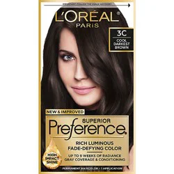 L'oreal Paris Superior Preference Permanent Hair Color 3c Cool Darkest Brown Kit - Each
