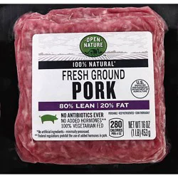 Open Nature 80% Lean 20% Fat Ground Pork - 16 Oz