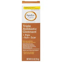 Signature Select/care Ointment Triple Antibiotic + Pain Itch Relief First Aid Maximum Strength - 0.5 Oz