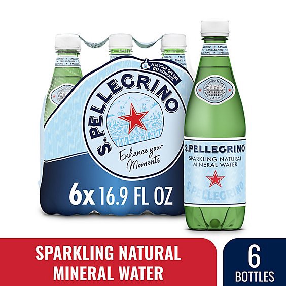 slide 1 of 1, S. Pellegrino Sparkling Natural Mineral Water - 6-16.9 Fl. Oz., 6 ct; 16.9 fl oz