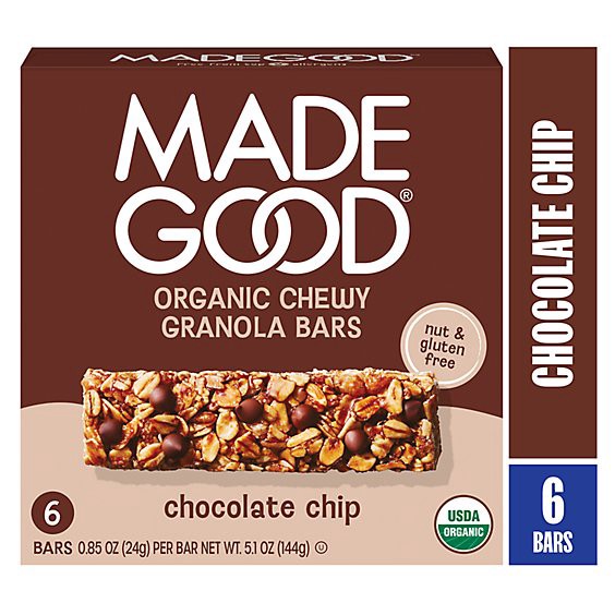 slide 1 of 1, Madegood Chocolate Chip Granola Bars - 5.1 Oz, 6 ct