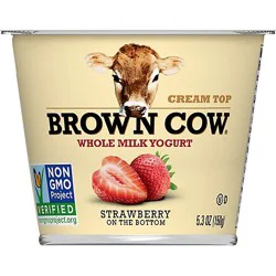 Brown Cow Cream Top Yogurt Whole Milk Strawberry - 5.3 Oz