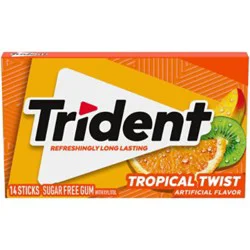 Trident Tropical Twist Sugar Free Gum - 14 Count