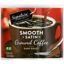 Signature Select Coffee Ground Dark Roast Smooth Satin - 24.2 Oz