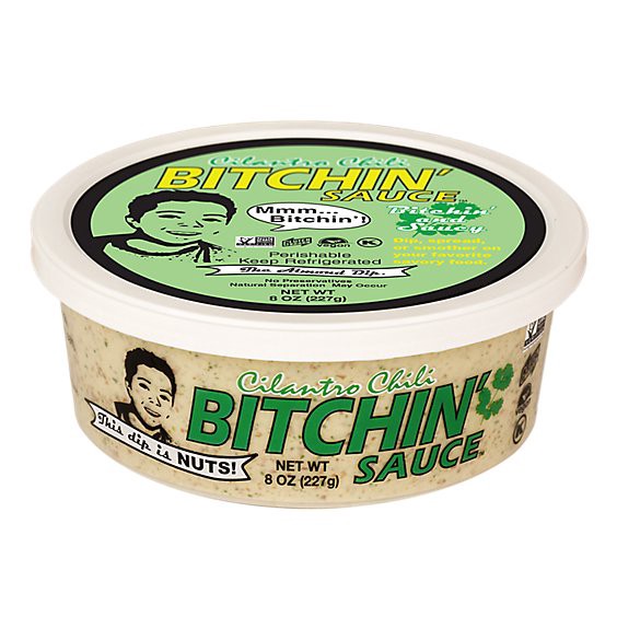 slide 1 of 1, Bitchin' Sauce Cilantro Chili The Almond Dip - 8 Oz, 8 oz
