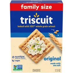 Triscuit Original Whole Grain Wheat Crackers Vegan Crackers Family Size - 12.5 Oz