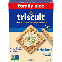 Triscuit Original Whole Grain Wheat Crackers Vegan Crackers Family Size - 12.5 Oz