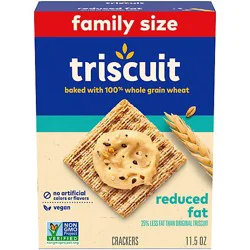 Triscuit Reduced Fat Whole Grain Wheat Vegan Crackers Family Size - 11.5 Oz