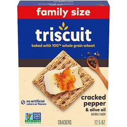 Triscuit Cracked Pepper & Olive Oil Whole Grain Wheat Crackers Family Size - 12.5 Oz