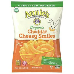 Annies Homegrown Baked Corn Puffs Organic Cheddar Cheesy - 4 Oz