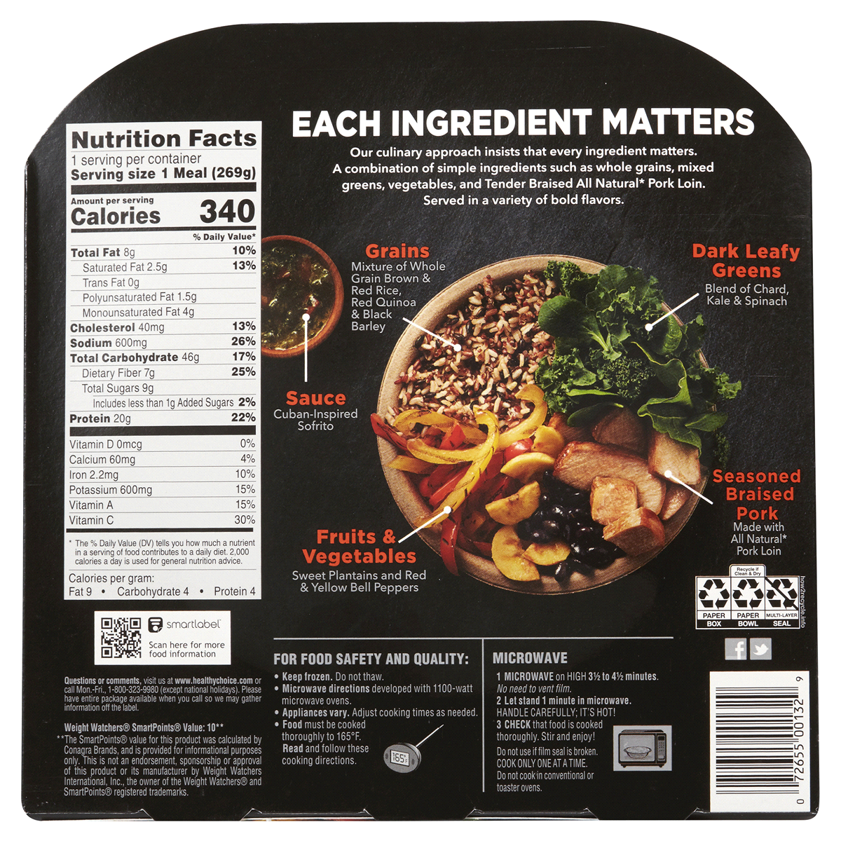 slide 2 of 2, Healthy Choice Power Bowls Frozen Cuban Roast Pork - 9.5oz, 