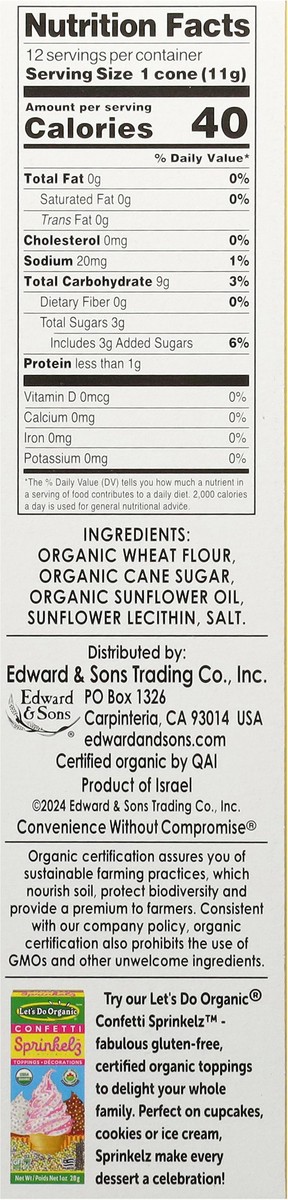 slide 10 of 17, Lets Do Sugar Cones Organic 12 Count - 5 Oz, 4.6 oz
